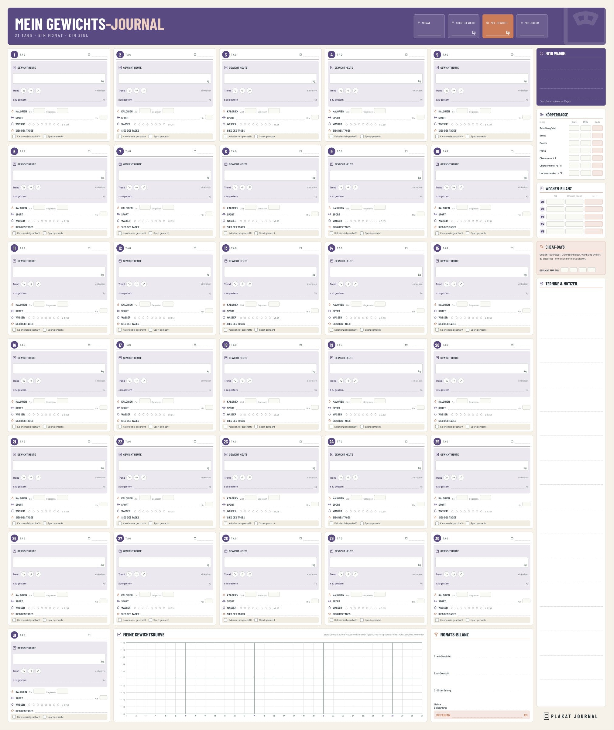 Gewichts Plakat 84 × 100 cm – Lavendel