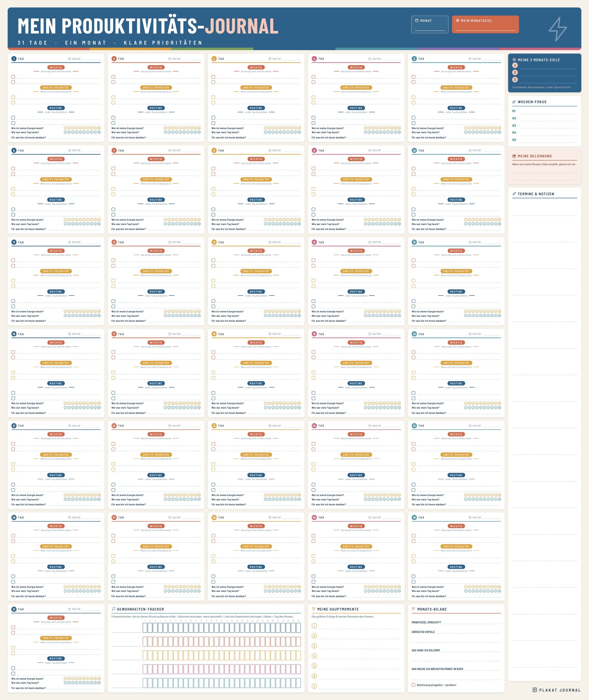 Productivity Plakat 84 × 100 cm – Ozeanblau